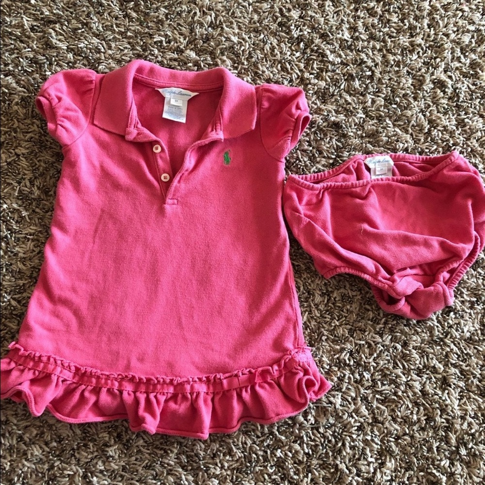 Ralph Lauren Babygirl dress and bloomers size 9 months.